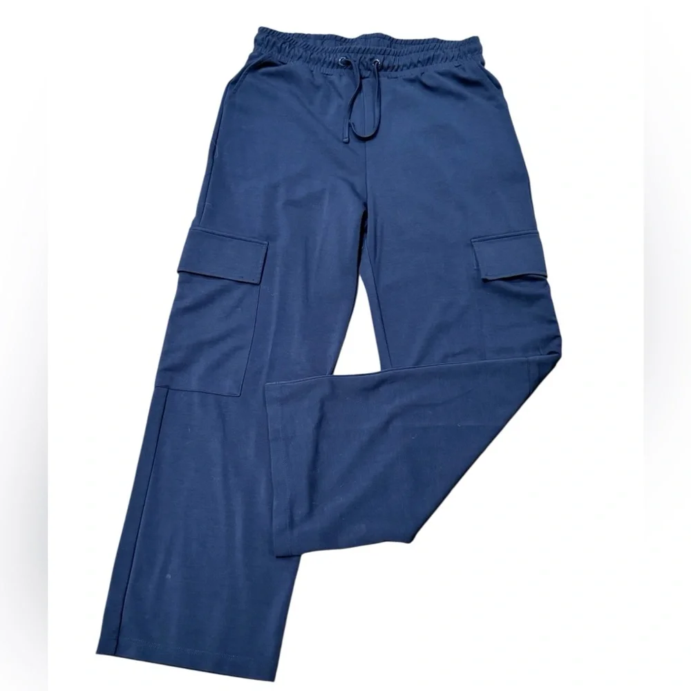 NWOT NOCTURNE Navy Blue Women's Cargo Pants with Elastic Waistband, size XL - Picture 3 of 7